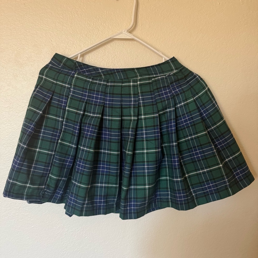Forever 21 Blue Green Pleated Skater Mini Skirt
